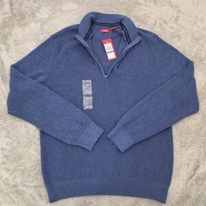 Izod NWT Pullover Quarter Zip Men's Size XL Dutch Blue Long Sleeve‎